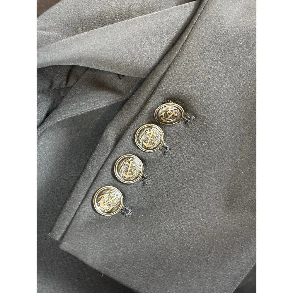 Boston Proper Double Breasted Blazer Black 6 Shaped Waisted Lined